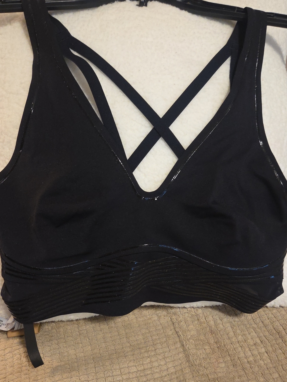 VSX Black Strappy V‑Neck Sports Bra